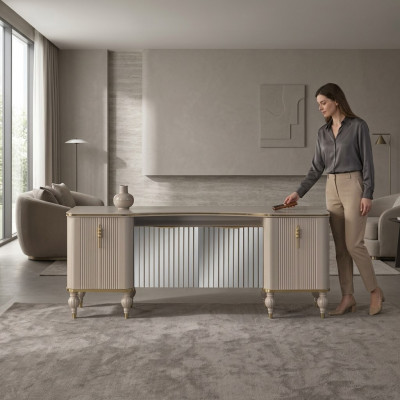 Moderne Beige dressoir Luxe dressoir Woonkamer houten kast Nieuw