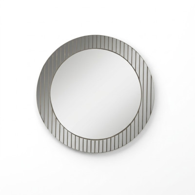 Grijze ronde spiegel Designer gangspiegel Moderne decoratiespiegel Luxe meubels