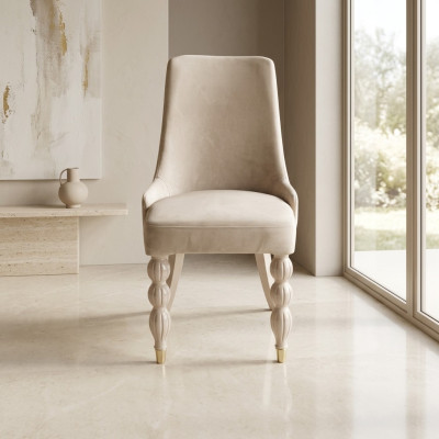 Moderne eetkamerstoelen Designer keukenstoelen x6 Beige gestoffeerde stoelen