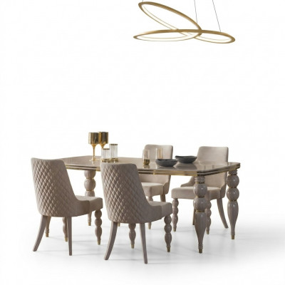 Beige eettafel Luxe houten tafel Design eetkamermeubels Nieuw