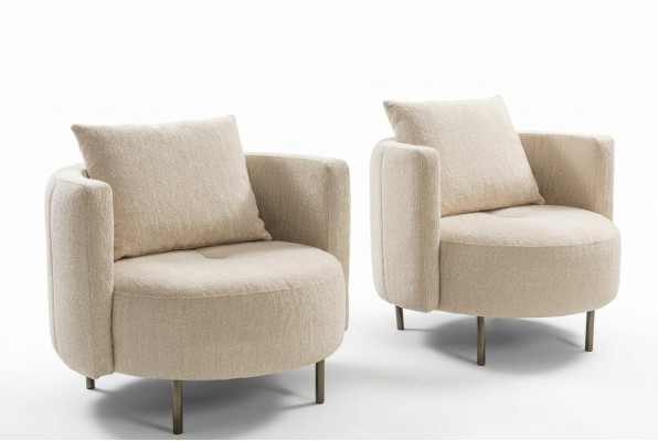 Beige textiel fauteuil ontwerper clubfauteuil cocktails fauteuil gestoffeerde meubels
