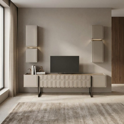Moderne woonkamer houten meubels Designer TV-kast x2 Wandplanken 3-delige set