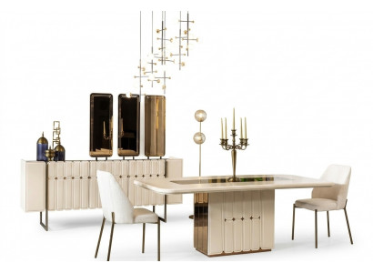 Witte Edle Eetkamergroep Designer Roestvrijstalen Tafel Luxe x6 Stoelen