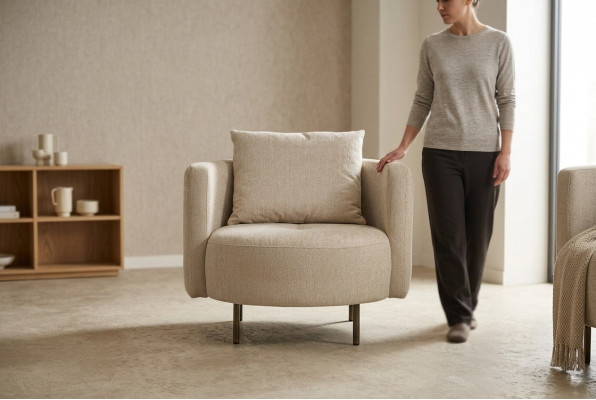 Stoel van stof Cocktailsessel Eenzitter Beige Designer Stoel Nieuw