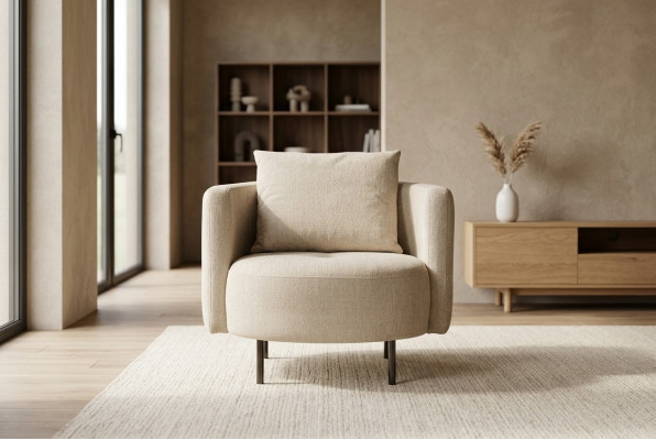 Stoel van stof Cocktailsessel Eenzitter Beige Designer Stoel Nieuw
