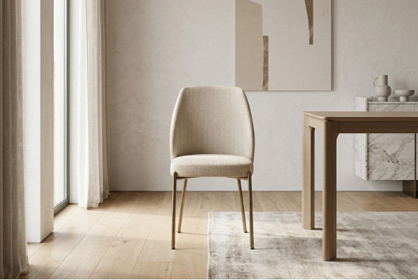 Exclusieve beige eetkamerstoelen Compleet x6 gestoffeerde keukenstoelen set