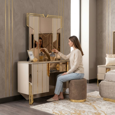 Kaptafel Spiegel Kaptafel Make-up console Console tafel Beige