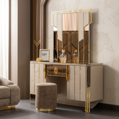 Kaptafel Spiegel Kaptafel Make-up console Console tafel Beige