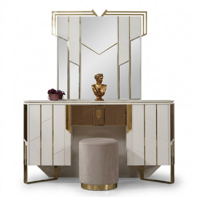 Witte make-uptafelspiegel kaptafel make-upconsole consoletafel