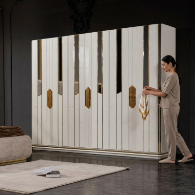 Garderobekast Kledingkast Houten kast Moderne kast Wit