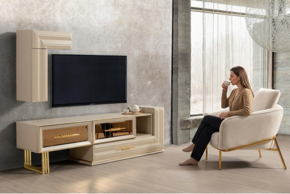 Woonkamer TV laagbord dressoir TV standaard wandkast Beige Modern
