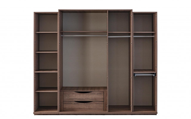 Kledingkast Garderobekast Design Houten kast met spiegel Grijs