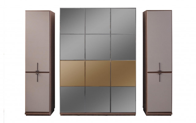 Kledingkast Garderobekast Design Houten kast met spiegel Grijs