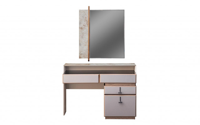 Garnituur Kaptafel Make-uptafel Spiegel Console Tafel Grijs 3-delig