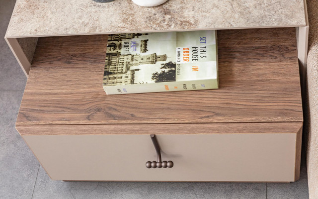Tweepersoons slaapkamer bed nachtkastjes Grijs set van 3 st. Bedlade