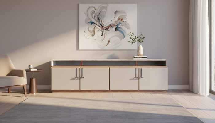 Sideboard TV-standaard RTV Lowboard Grijs Woonkamer Houten Tafel Kast