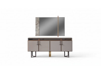 Garnituur dressoir met spiegel dressoir kast houten commode grijs
