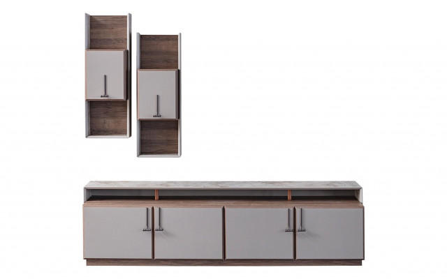 TV-standaard, wandkasten, dressoir, TV-meubel, grijs, houten woonkamer