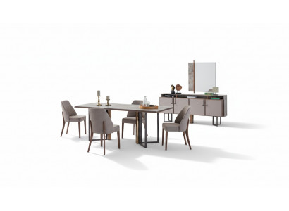 Eetgroep Eethoek Eettafel Stoelen Hout Grijs Eetkamer 9-delig Dressoir