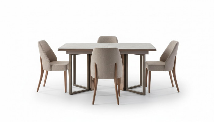 Set eetkamer eetgroep eethoek eettafel stoelen hout grijs 7-delig.