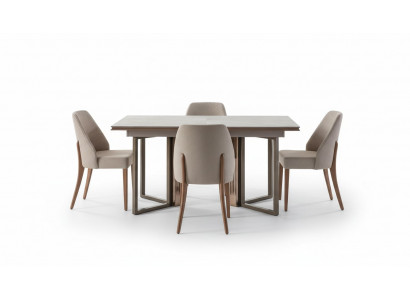 Set eetkamer eetgroep eethoek eettafel stoelen hout grijs 7-delig.