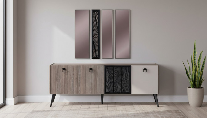 Dressoir met spiegel groep houten kast kast eetkamer