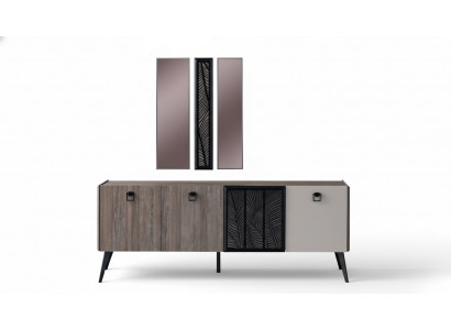 Dressoir met spiegel groep houten kast kast eetkamer