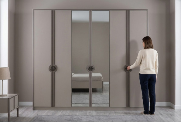 Kledingkast Garderobekast Kast Moderne houten kast Grijs