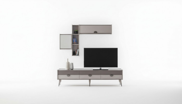 Beige woonkamer dressoir Stevige tv-standaard Laag dressoir Luxe rekken