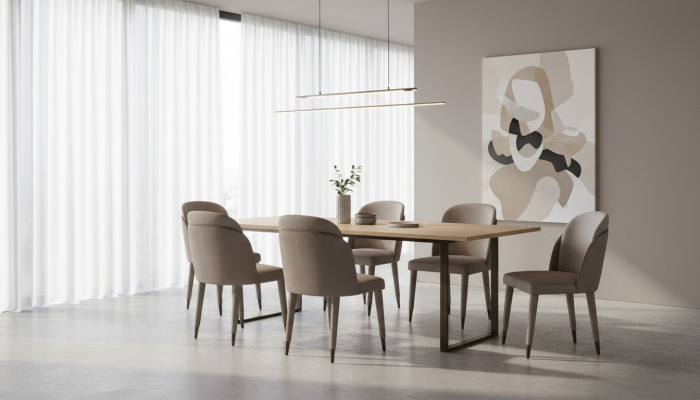 Lichtgrijze eetkamerstoelen keukenstoelen ontwerper gestoffeerde eetkamer meubels