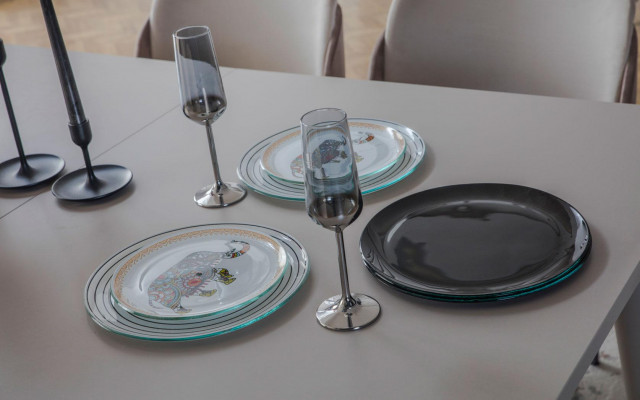 Luxe Uitschuifbare Tafel Ontwerper Moderne Eetkamer Textiel Stoelen