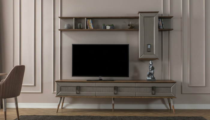 Moderne bruine woonkamer meubels Stevig dressoir Designer boekenplank 2-delig