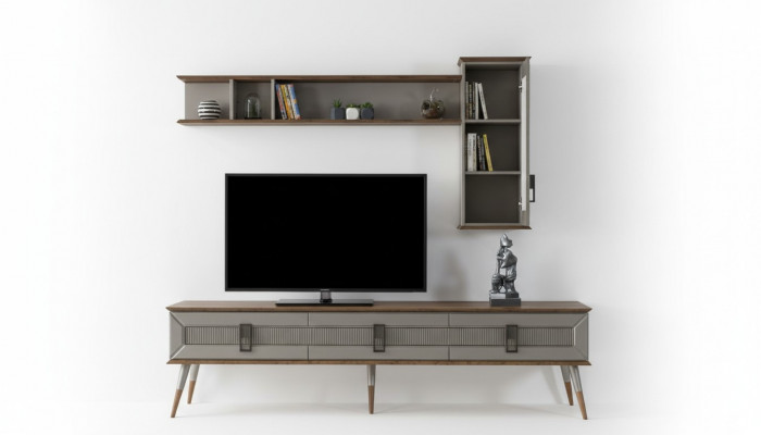 Moderne bruine woonkamer meubels Stevig dressoir Designer boekenplank 2-delig