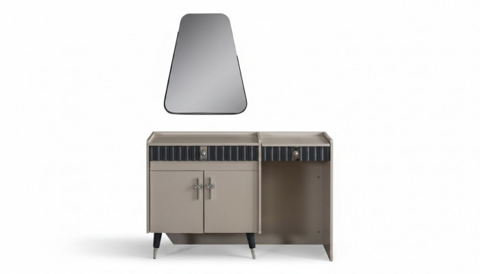 Beige kaptafel houten make-uptafel design console spiegel 2-delig.