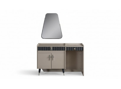 Beige kaptafel houten make-uptafel design console spiegel 2-delig.