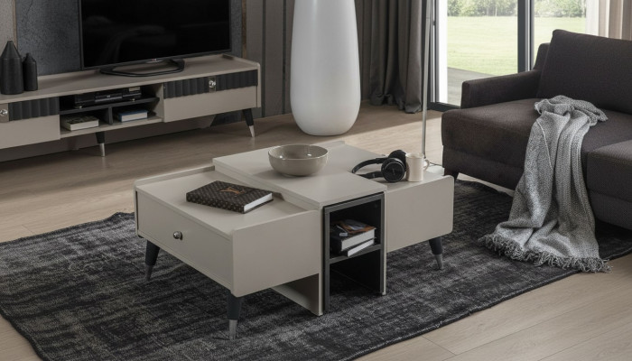 Witte koffietafel Moderne salontafel Houten salontafel Woonkamer meubels
