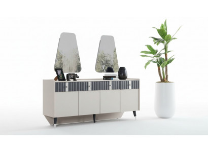Complete set Designer Beige dressoir Sideboard 2x spiegel 3-delige set.
