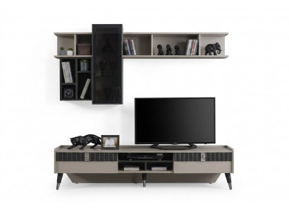 Woonkamer set Designer RTV-standaard Luxe houten planken Salontafel 3-delig Fernsehschrank-Set Designer Luxus-Holzregale Couchtisch 3-teilig