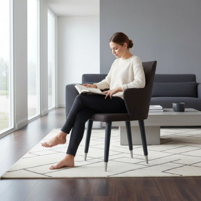 Grijze eetkamerstoelenset Designer gestoffeerde stoelen 6-delig Textielstoelen