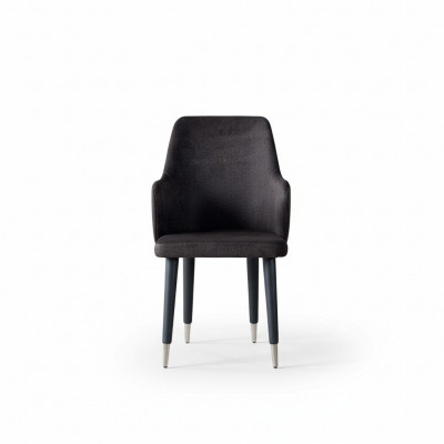 Grijze eetkamerstoelenset Designer gestoffeerde stoelen 6-delig Textielstoelen