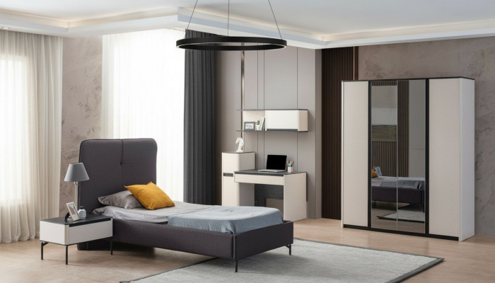 Volledige kinderkamer meubels Bed Nachtkastje Bureau Kledingkast