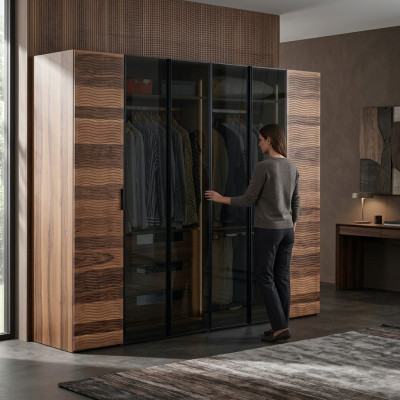 Moderne slaapkamer kledingkast ontworpen glazen kast luxe meubels