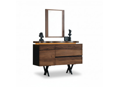 Exclusieve kaptafel spiegel hout make-uptafel bruine luxueuze console