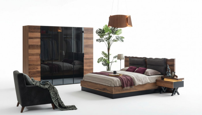 Moderne slaapkamer meubel Designer bed 2x nachtkastjes kledingkast