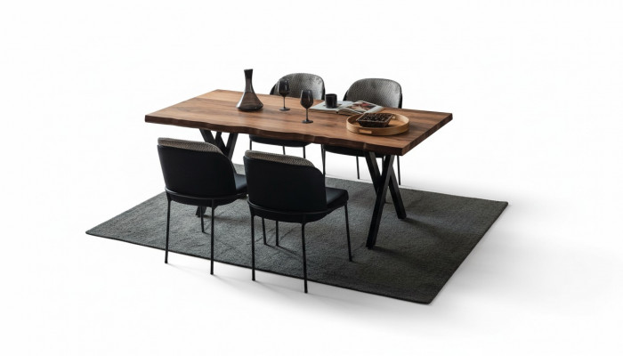 Exclusieve houten eettafel Moderne 6x gestoffeerde eetkamerstoelen set