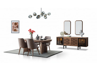 Stijlvolle eetgroep Exclusieve houten tafel Designer dressoir Stoelen 10 stuks