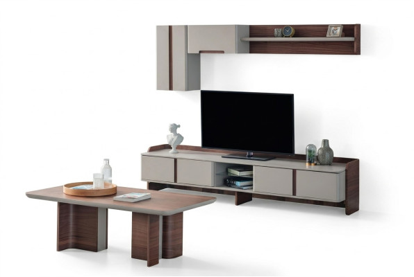 Stijlvolle woonkamer wandset Designer tv-standaard houten salontafel