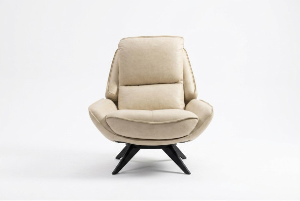 Beige leren fauteuil Woonkamer Clubsessel Ontwerp Éénzitter Luxe meubels