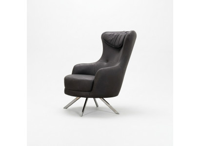 Zwarte leren fauteuil met hoge rugleuning Woonkamer Luxe eenzits meubilair.