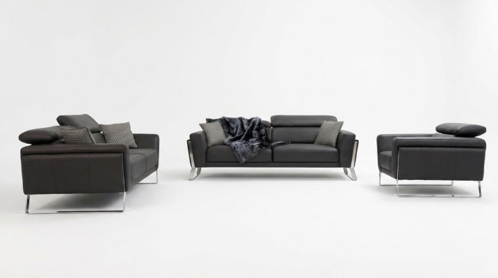 Ontwerper kunstleren bankstel 2x driezits Luxueuze fauteuil 3-delig